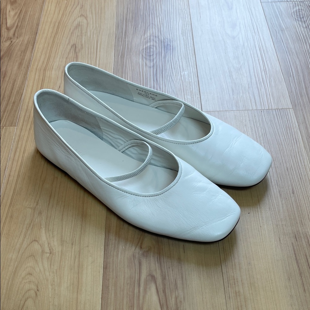 Everlane White Mary Jane Leather Ballet Flats